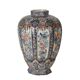 Ancient vase fully decorated with ceramic plants, 20th century.