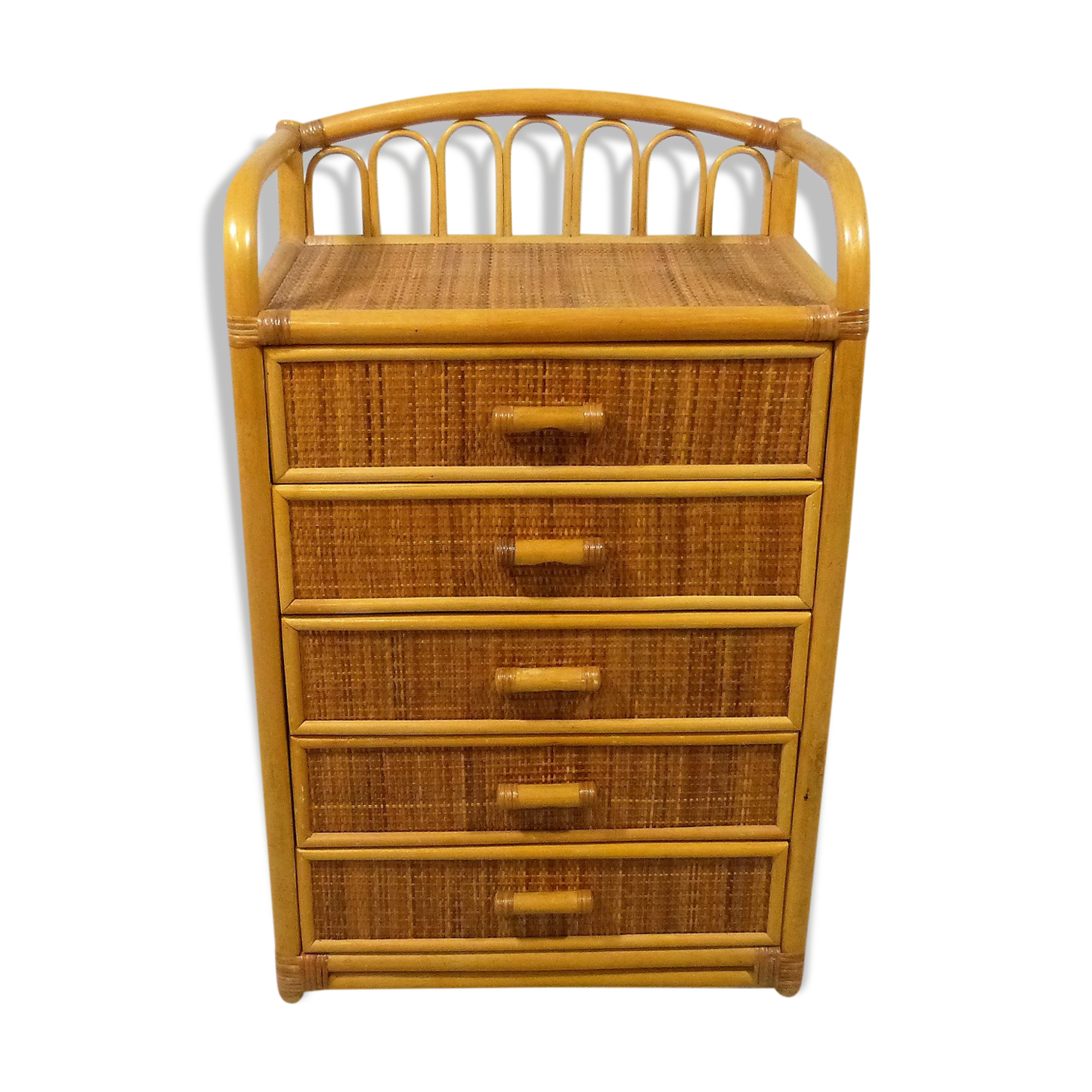 Rattan & wicker chest of drawers, 1980’s