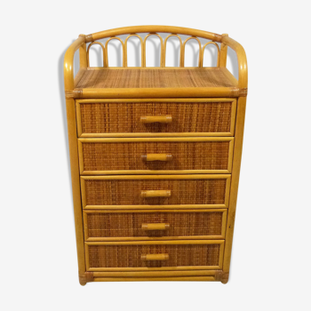 Rattan & wicker chest of drawers, 1980’s