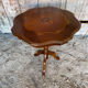 Guéridon Ancien Table Appoint Tripode Bois +  Plateau Marqueterie Vint