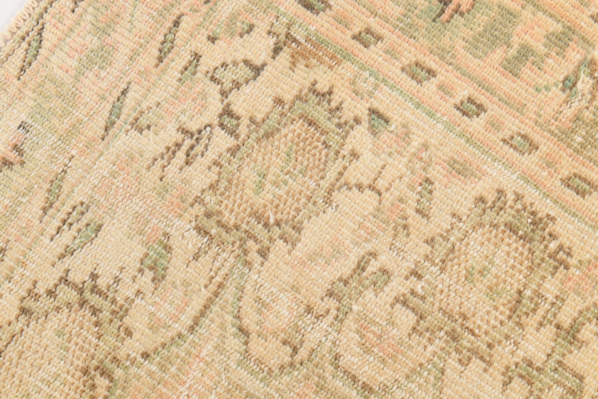 6x8 Handmade Beige Tones Wool Vintage Rug 260x194Cm