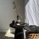 Stool, side table, end table in cylindrical solid mango wood.