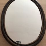 Oval rattan mirror