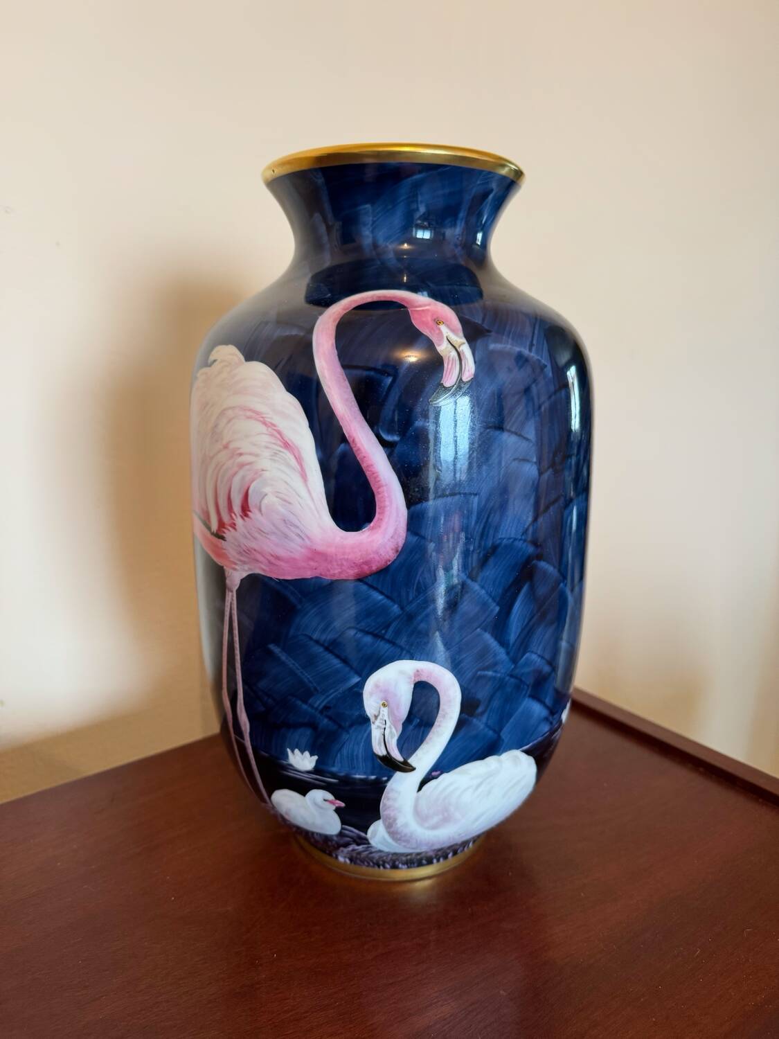 Limoges porcelain flamingo vase