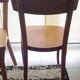 Set of 4 light wood bistro chairs stamped Baumann and Thonet.