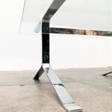 Joker coffee table in chrome and glass in mid-century Space Age style by Olivier Mourgue for Airborne, 1960s.