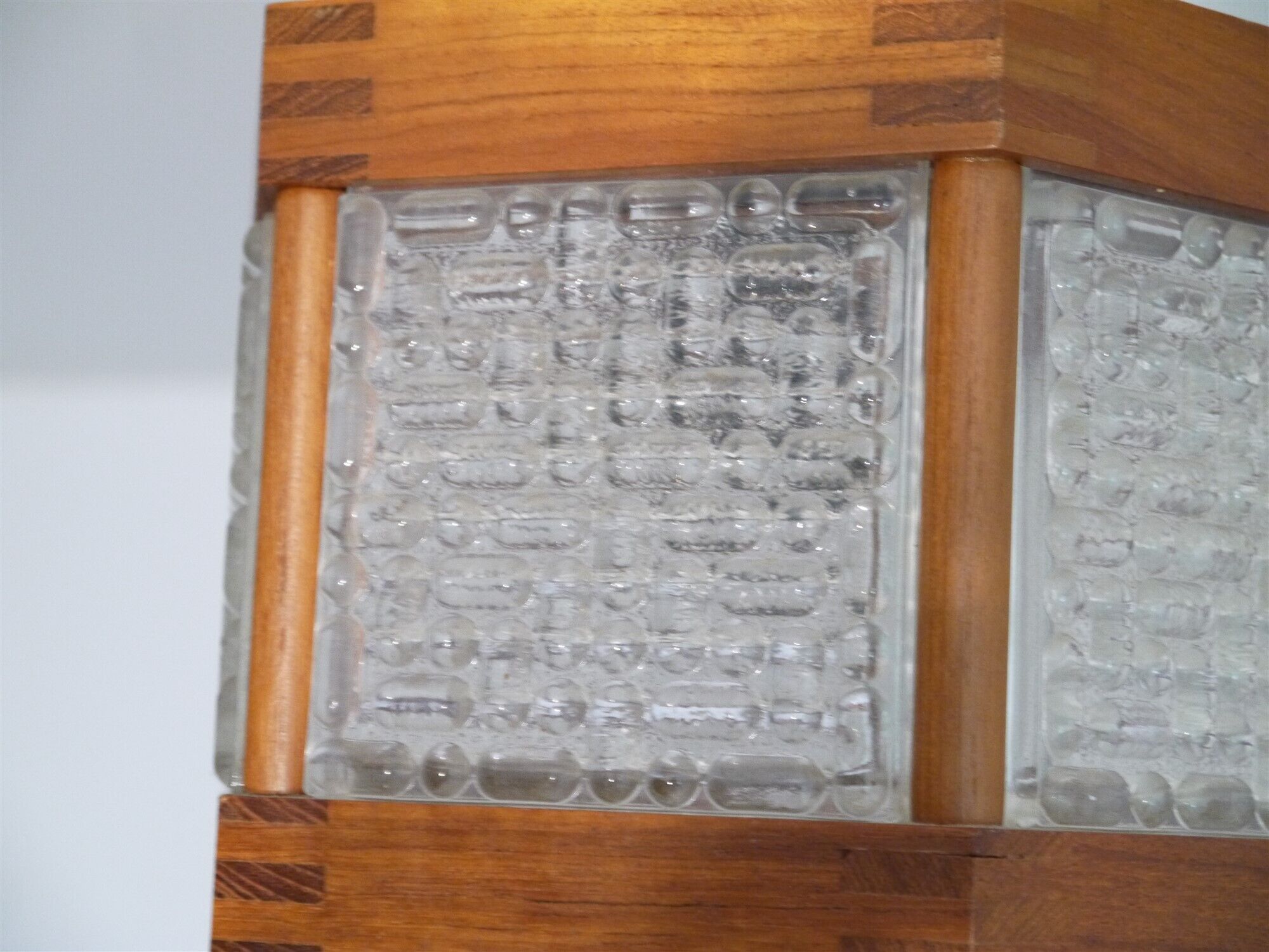 Scandinavian hanging lamp in teak and glass 1960