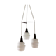 Scandinavian boomerang suspension in teak and opaline
