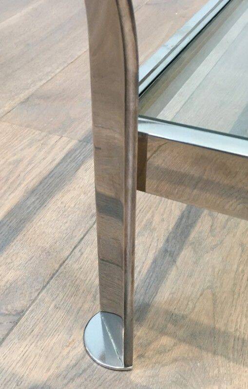 Large designer coffee table in chrome with glass tops