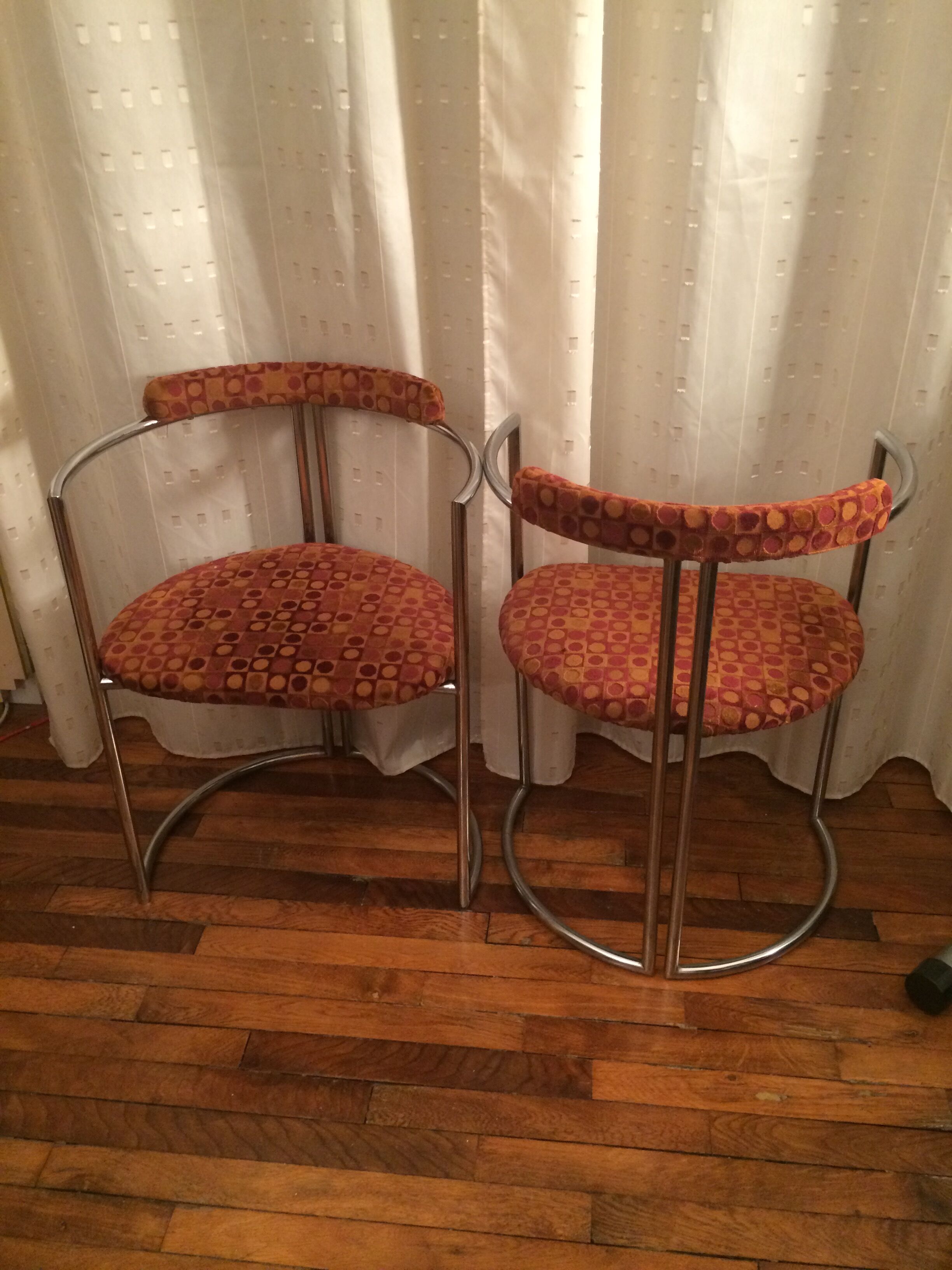Lot of 2 chairs chrome tube from the 70s