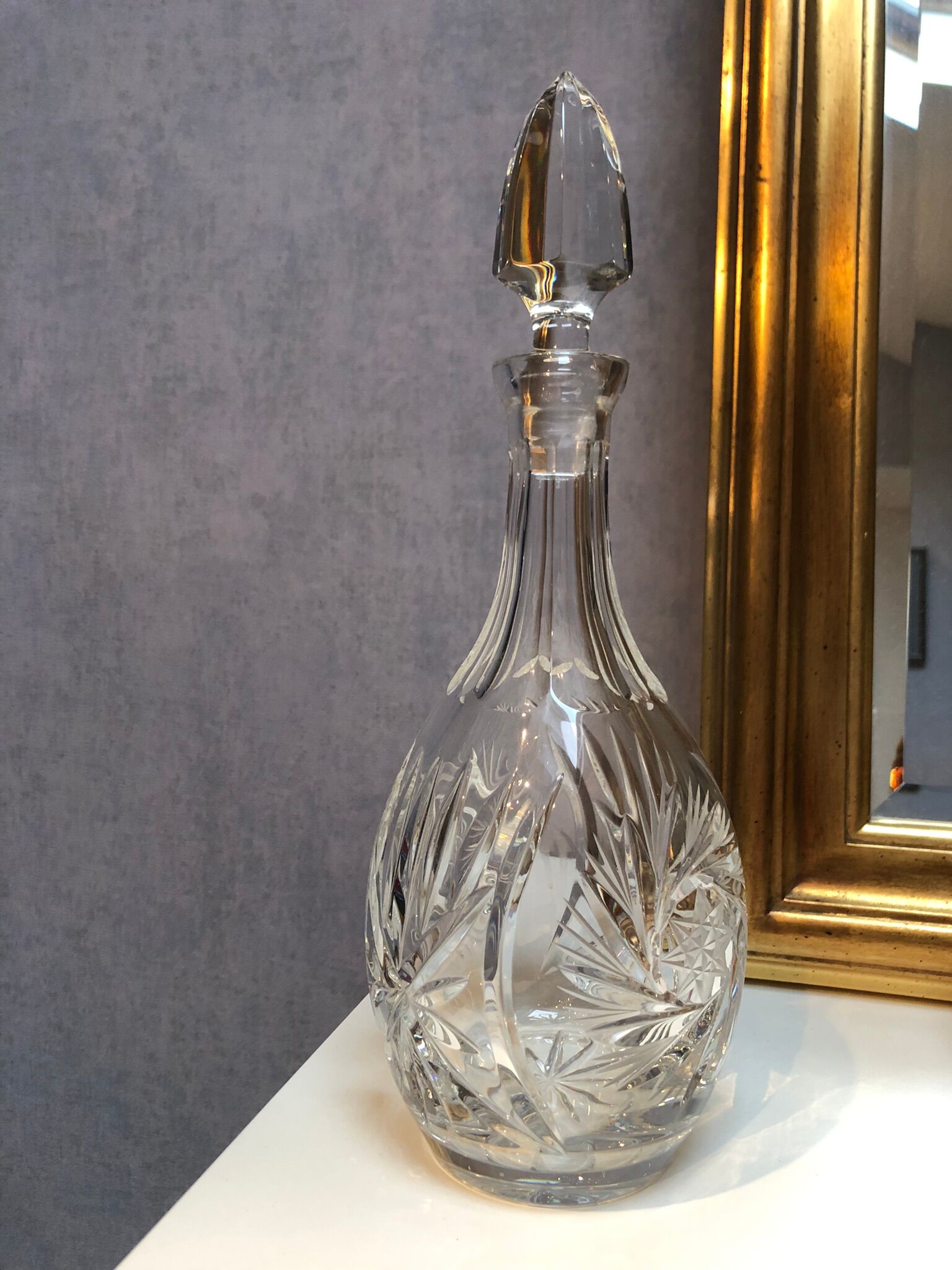 Carved crystal decanter