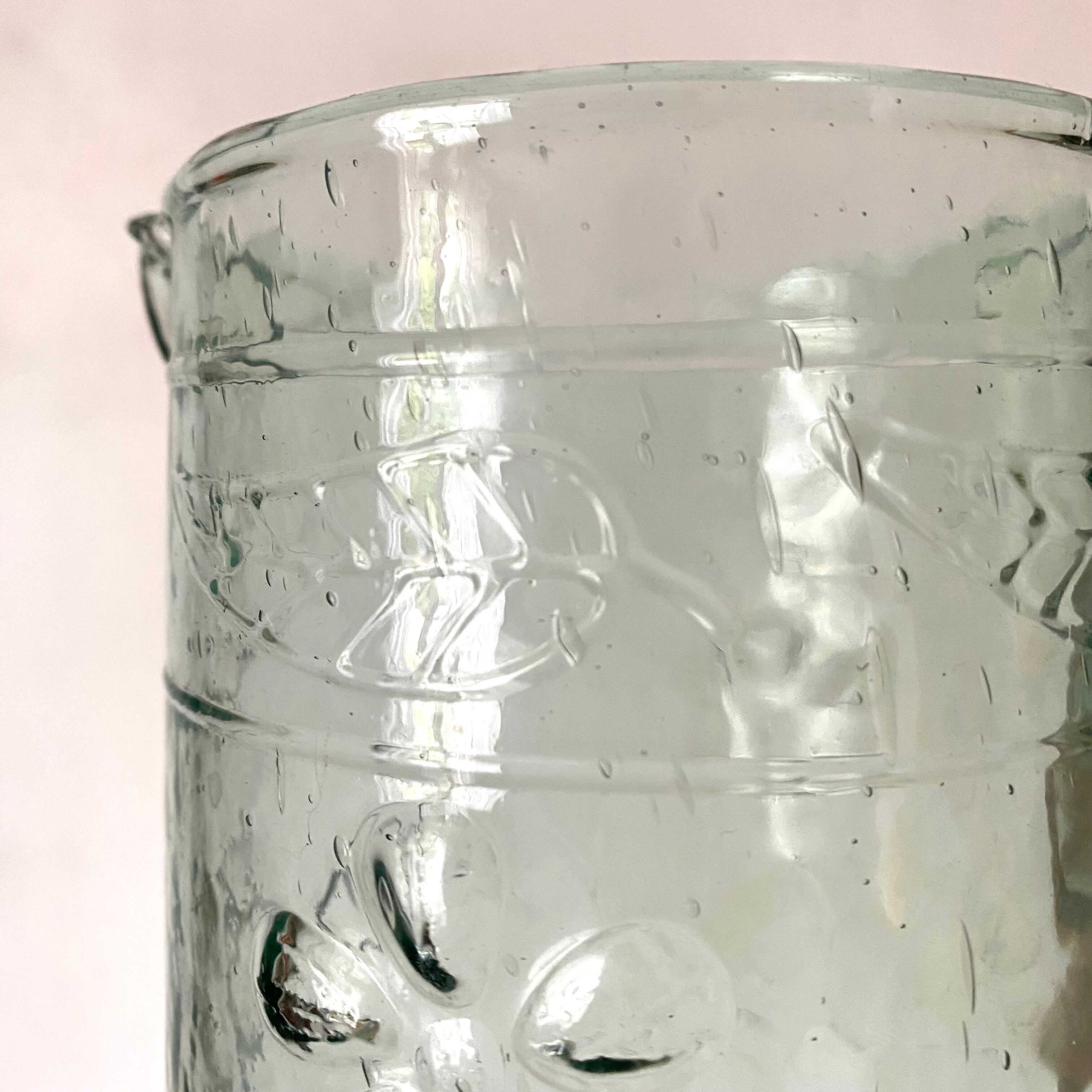 Bubbled glass water pitcher