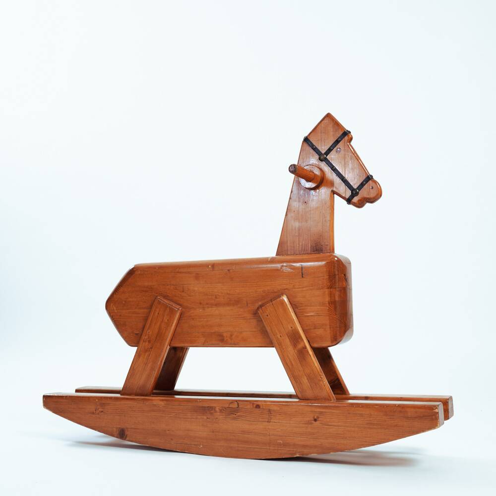 Midcentury rocking horse in oak, The Netherlands, 1950s