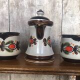 Ancienne Théière + 2 Pichets Schramberg BERNAU Céramique Décor Fleurs