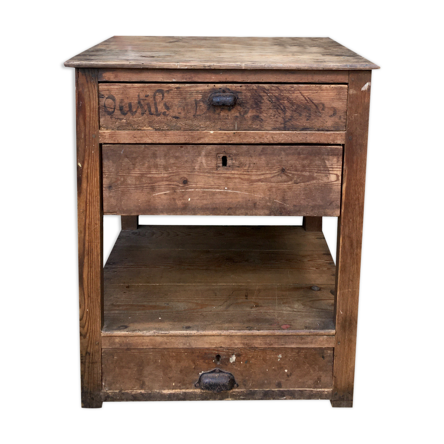 Old wooden workshop cabinet