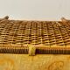 Grand panier à couture vintage en osier - tabouret en tissu matelassé - 1950