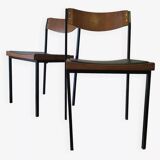 Pair of teak and iron stacking chairs, 1960s
