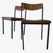 Pair of teak and iron stacking chairs, 1960s