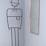 Miroir mural rectangulaire cadre en laiton et bord blanc, Italie
