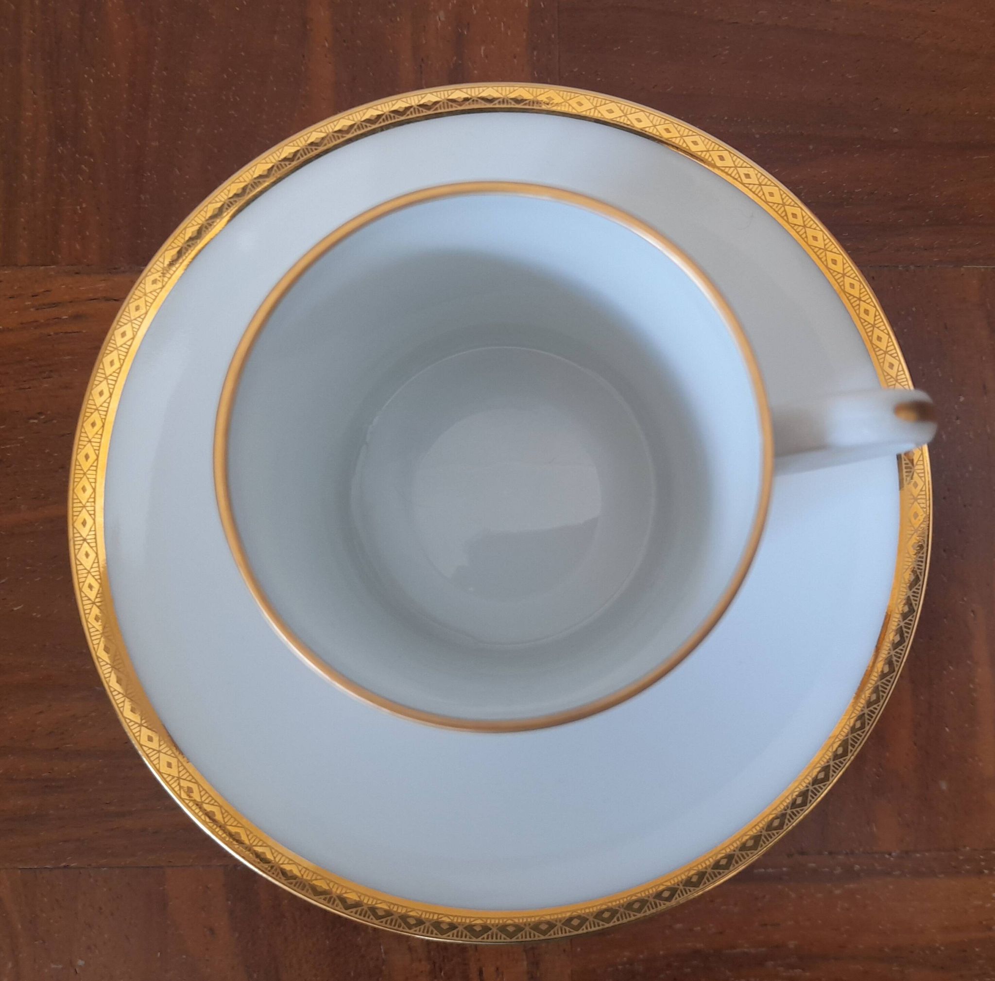 Set of 2 Limoges porcelain cups with gold rim - Jammet Seignolles