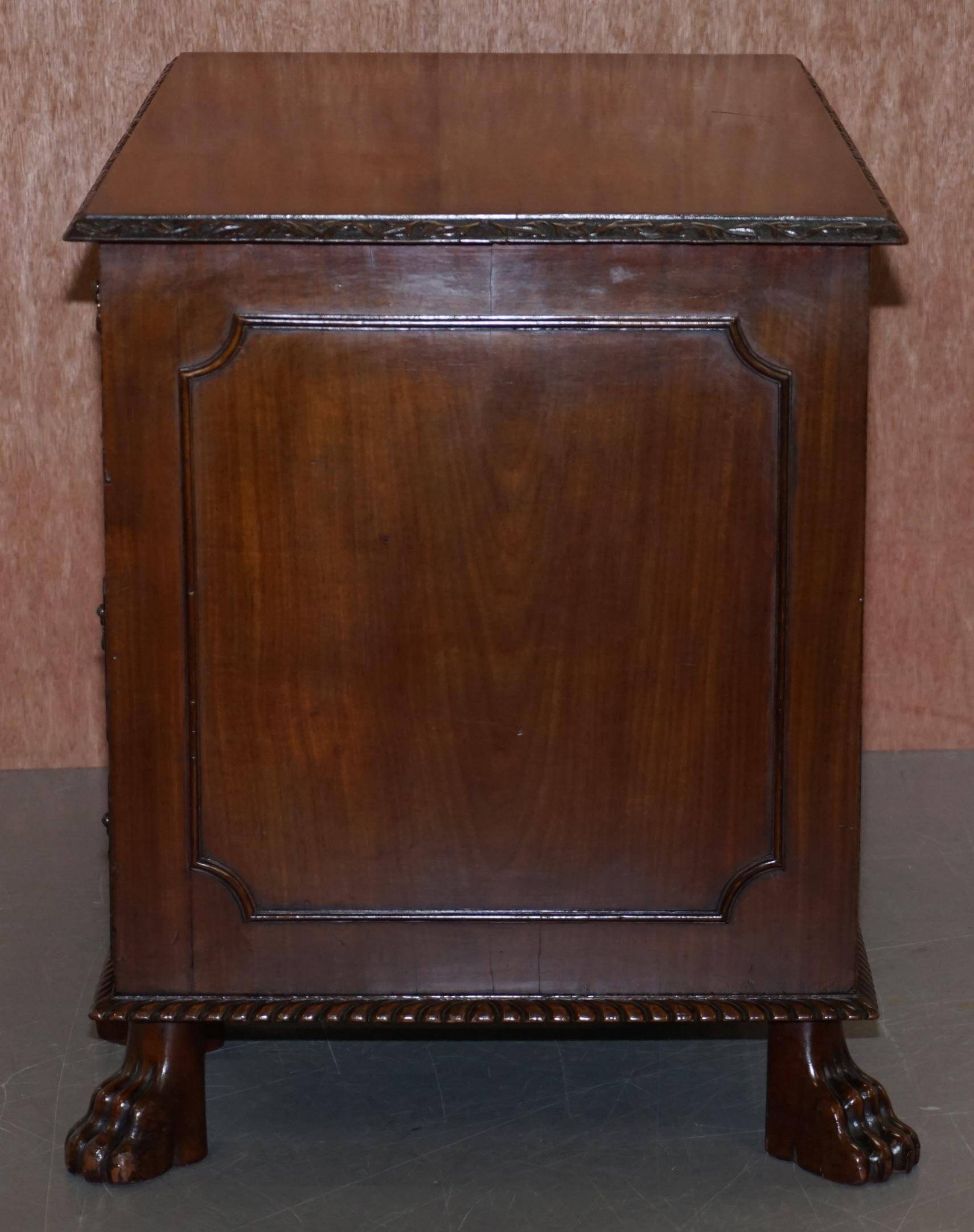 Victorian hand-carved kneehole desk 1850