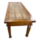 Colonial style teak coffee table - bamboo top under glass