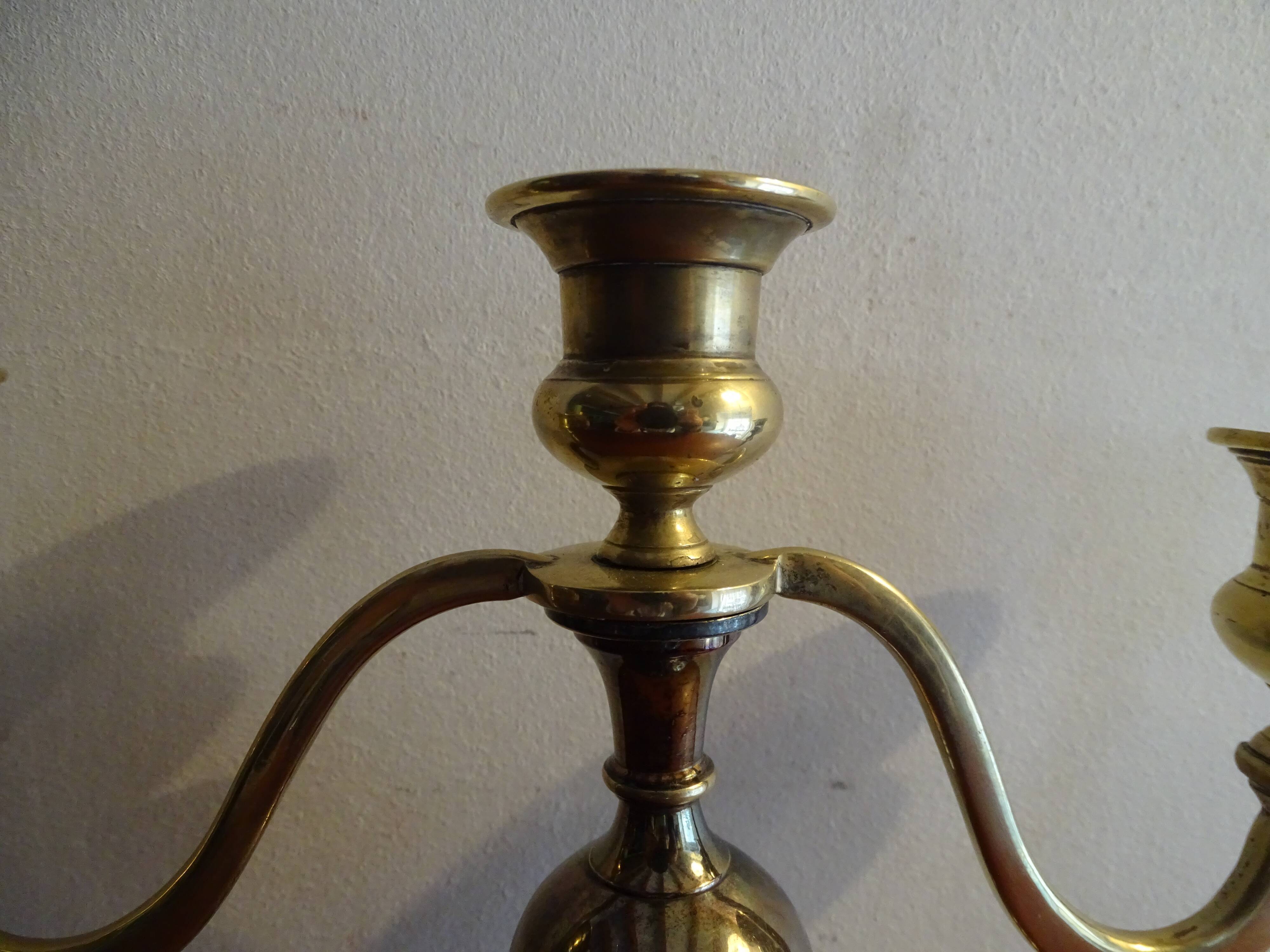 Candle holder 3 lights silver metal EPNS old