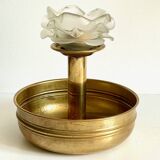 Vintage brass and glass centerpiece candle holder