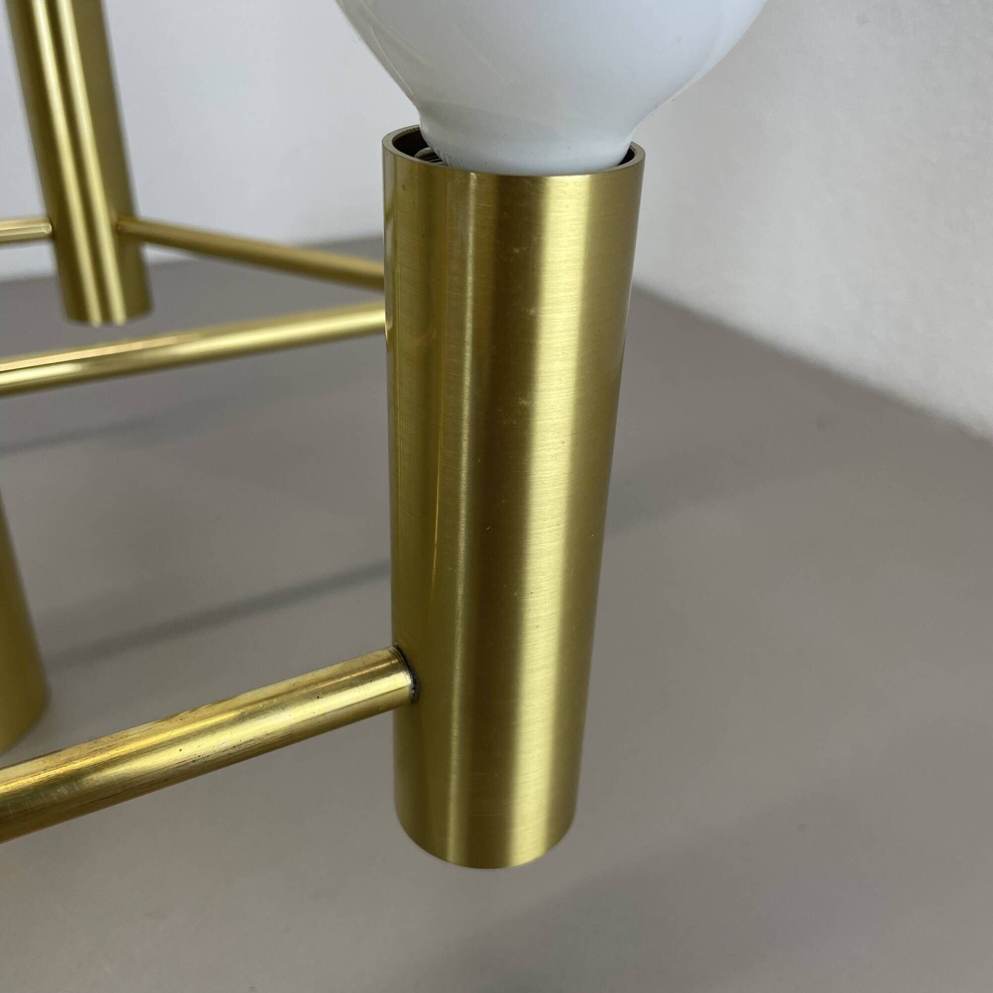 Brass Italian Stilnovo Style Atomic Space Age Ceiling Light Sconces, Italy
