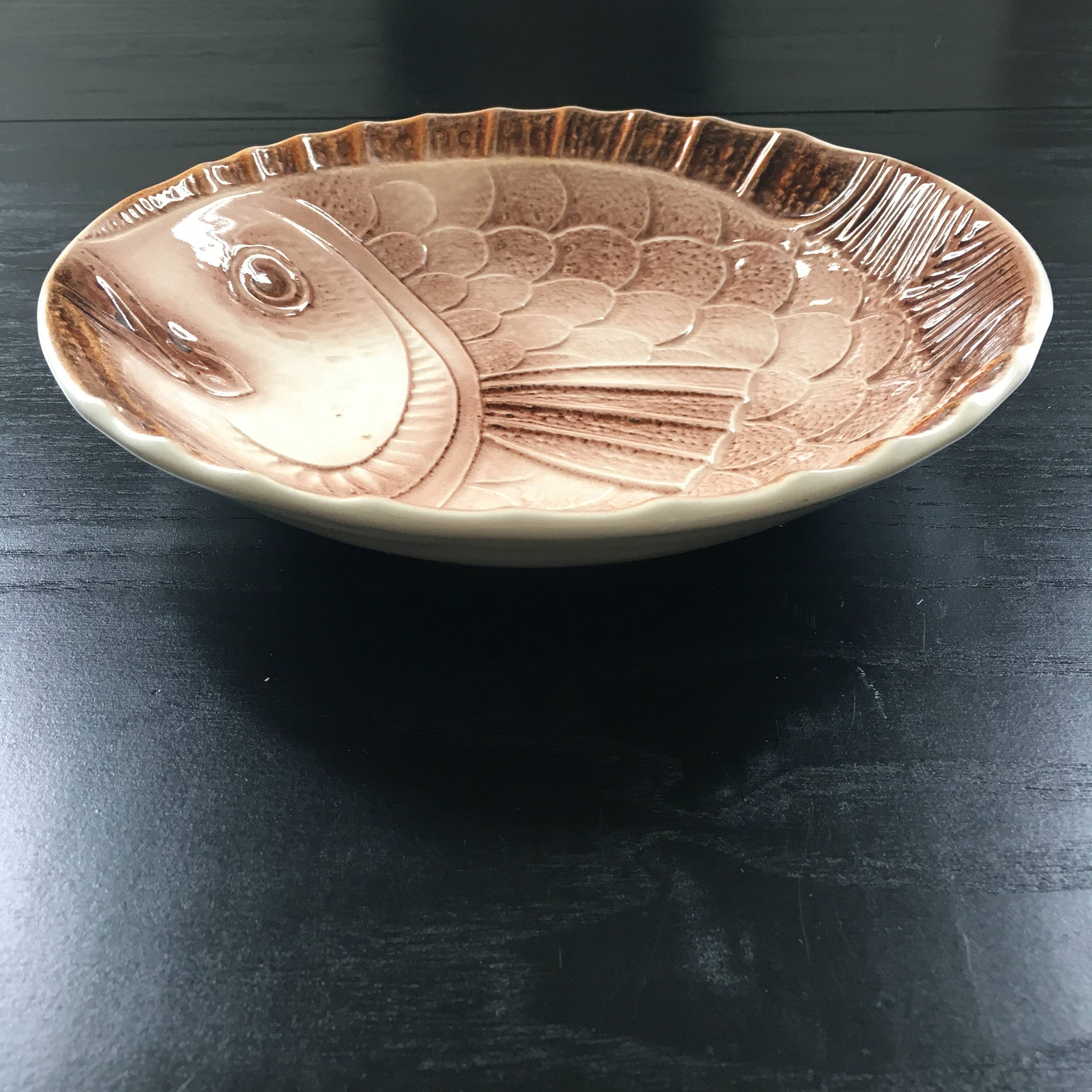 Plate Sarreguemines fish decoration