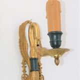 Paire appliques en bronze doré de style empire cygne triomphant