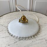 Vintage 50s serrated opaline pendant lamp