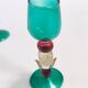 Postmodern Pair of Teal, Red and Gold Liqueur Glasses by Salviati, Murano, Italy