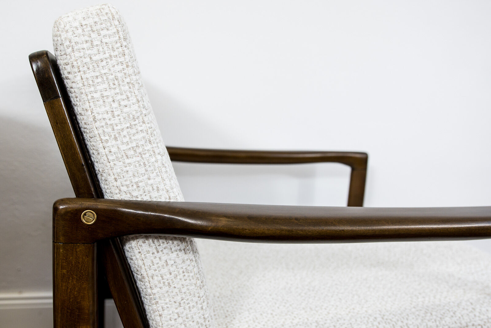 Pair of Restored White Grey B-7522 armchairs by Zenon Bączyk, 1960’s
