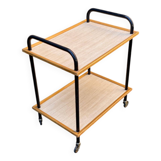 Desserte vintage double plateau bois et noir