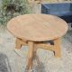 Brutalist round dining table in solid oak by De Puydt – Extendable 120/200