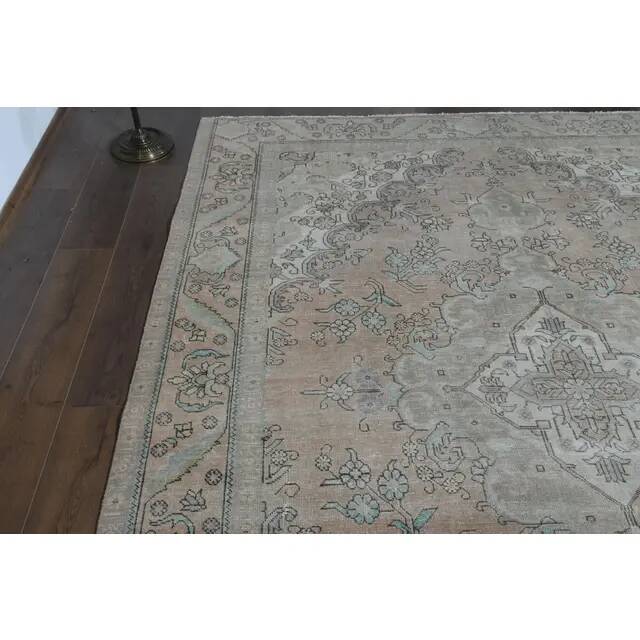 1970s Vintage Persian Handmade Wool Cotton Orange Area Rug 243x314