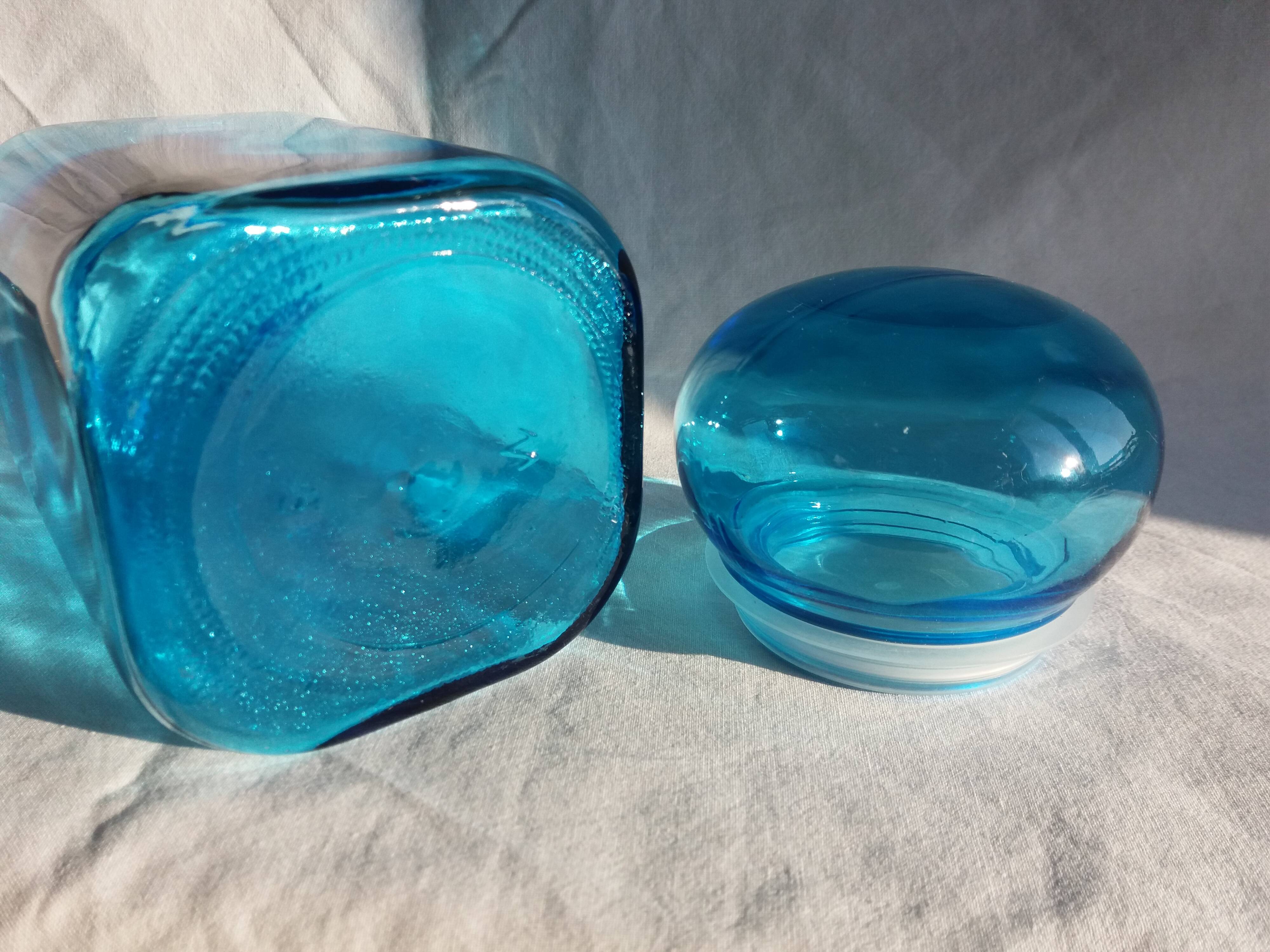 Apothecary bottle airtight blue glass jar