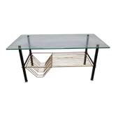 Coffee table brass glass vintage 50s