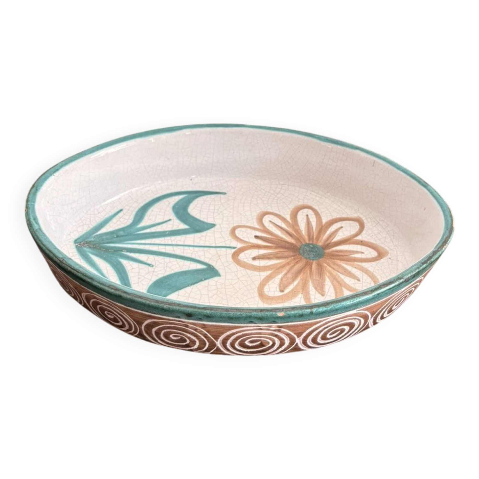 Oval Plate Daisy Ceramic Vallauris Robert Picault Vintage 50s