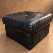 Leather armchairs and matching pouf, Italy, circa 1980