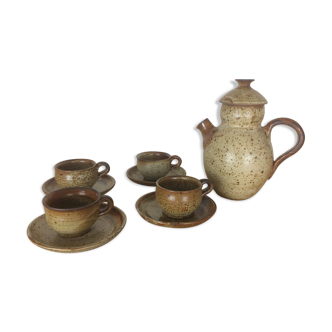 Coffee or tea service in sandstone, cups and teapot