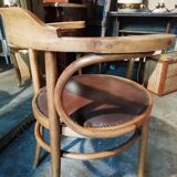 Leather curved wooden desk