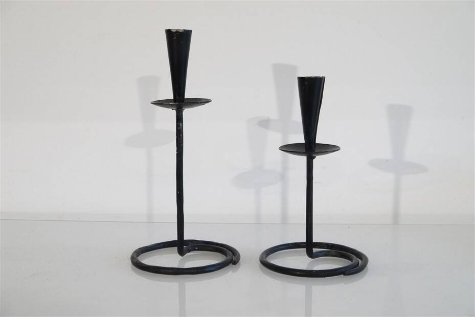 Pair of wrought iron candlesticks 1960