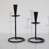 Pair of wrought iron candlesticks 1960