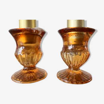 Lot de 2 bougeoirs en verre avec bougies