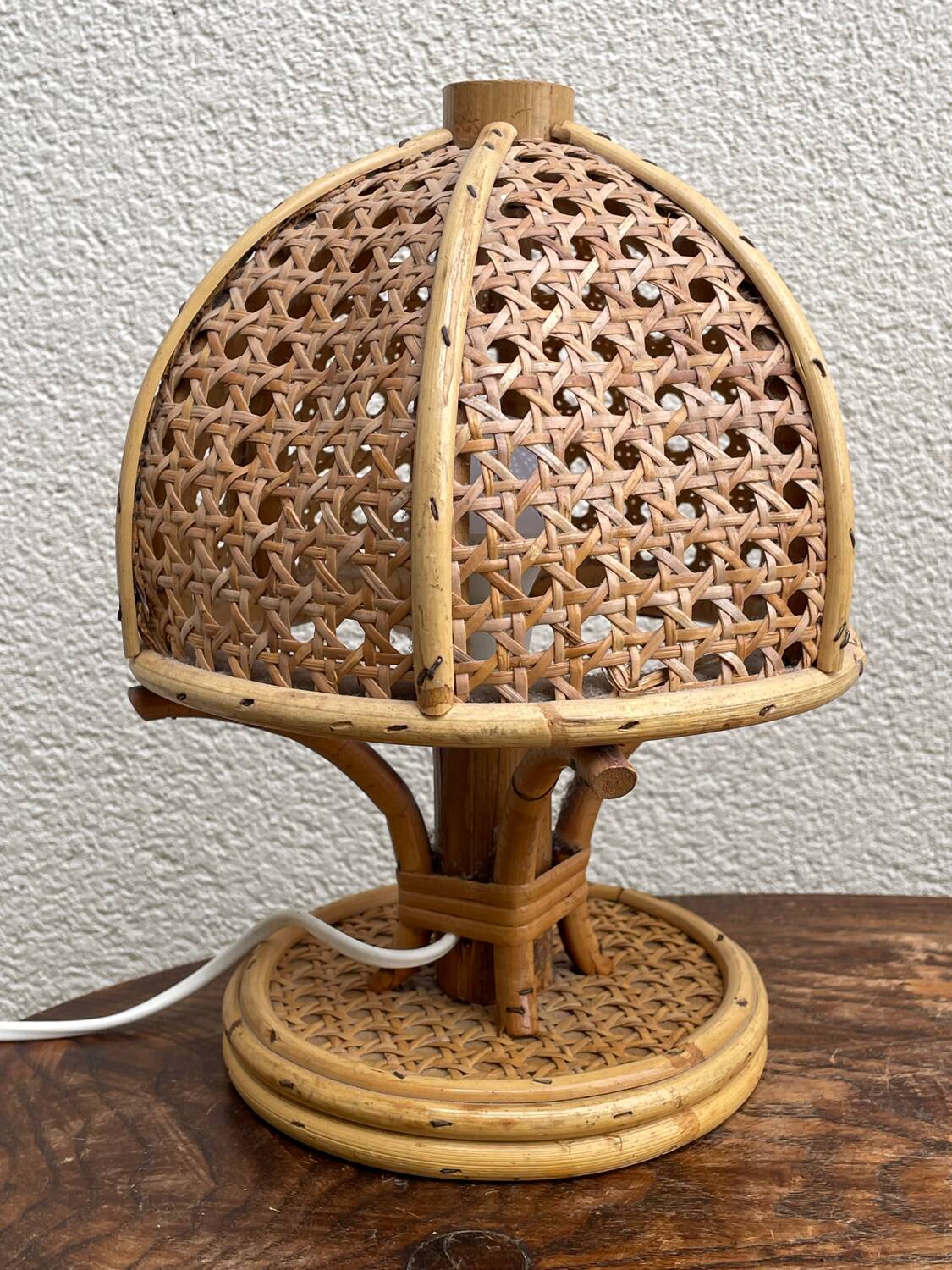 Pair of Italian rattan lamps