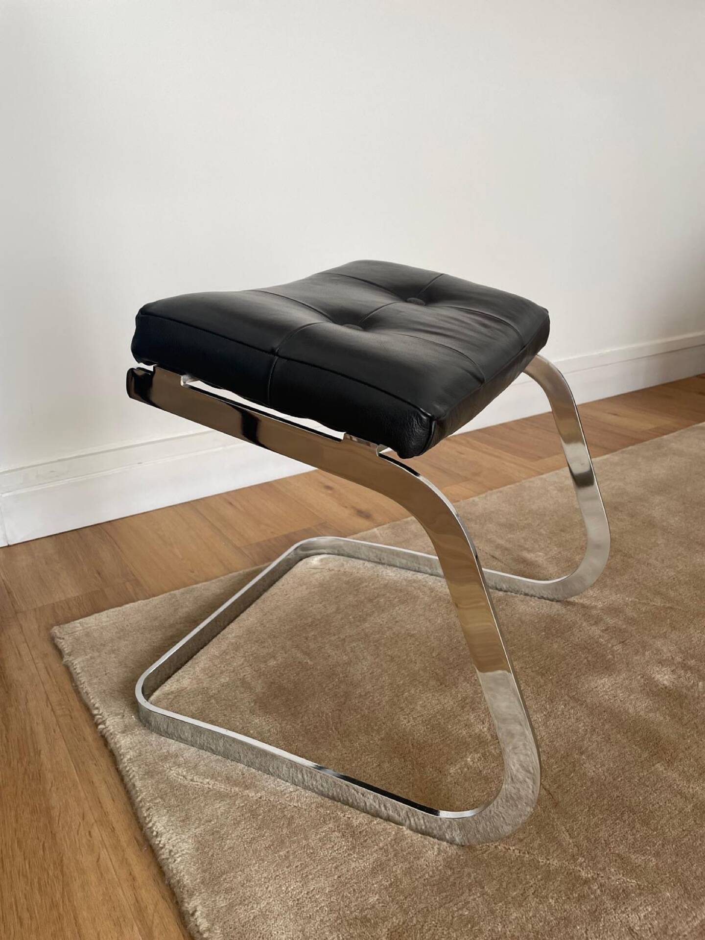 Leather and chrome designer stool
