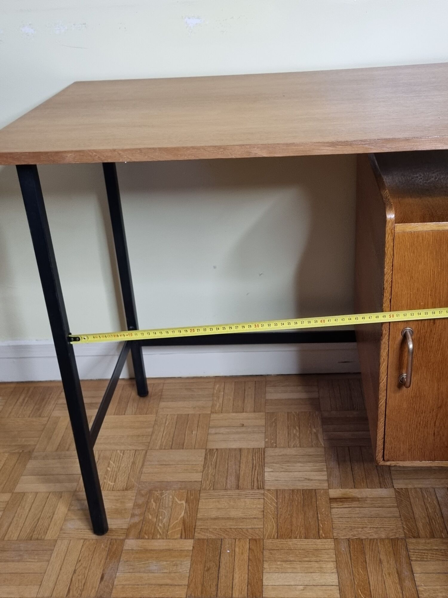 Vintage desk in metal and wood, 50s-60s