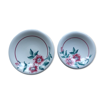 2 round serving dishes with a round cap Sarreguemines model Monceau